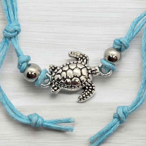 Turtle Anklet Adjustable Length Corded Ankle Bracelet Women's Jewelry 3D charm - Picture 2 of 3